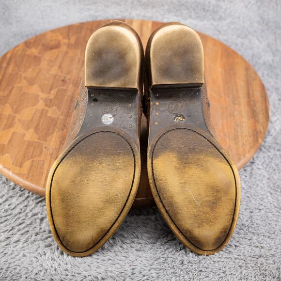 Lucky Brand Bartalino 7 M Dual Side Zip Up Tan Suede Leather Ankle Booties Boots - Picture 5 of 5